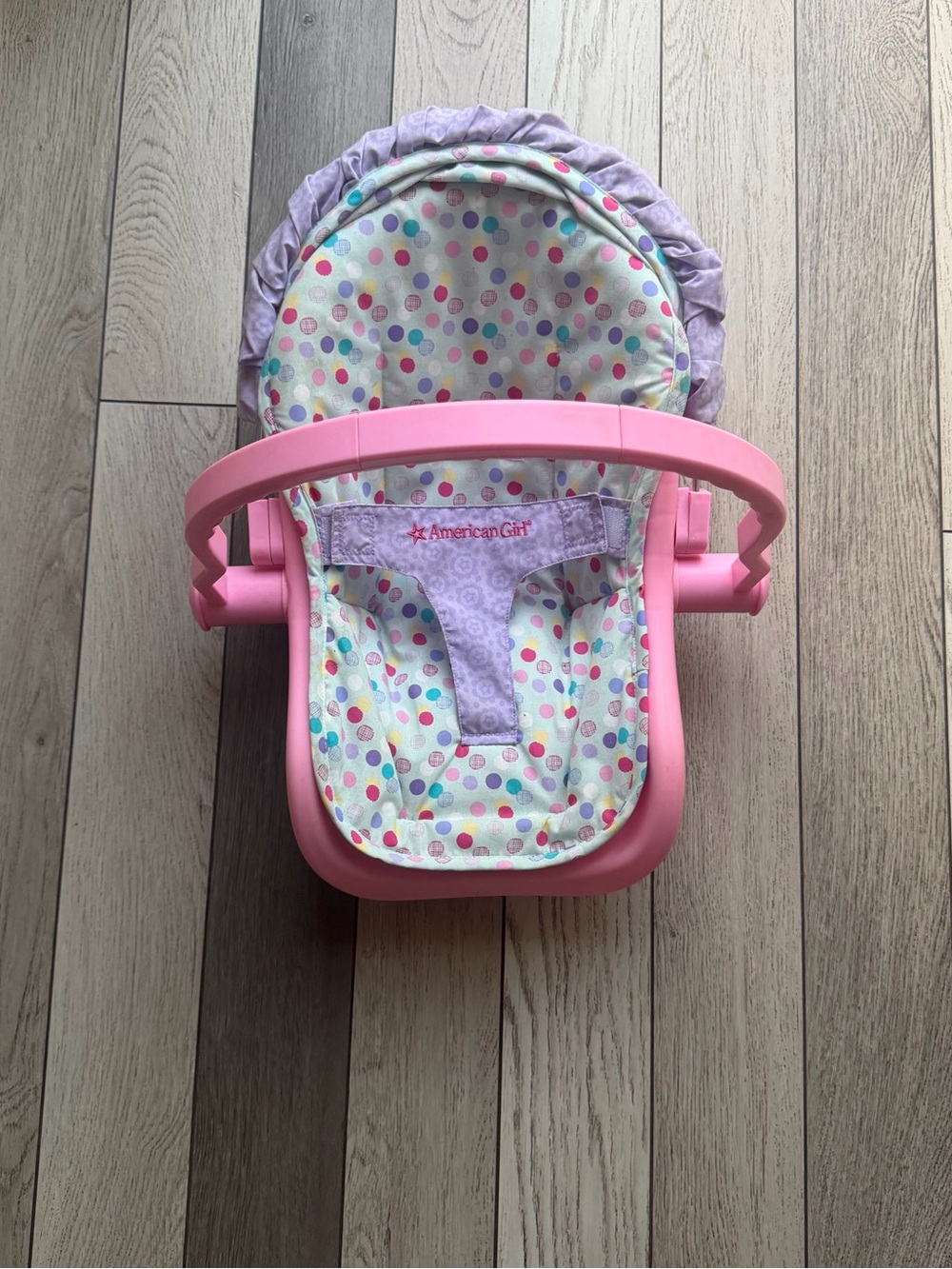 American Girl Lavender and Polka Dot Doll Car Seat